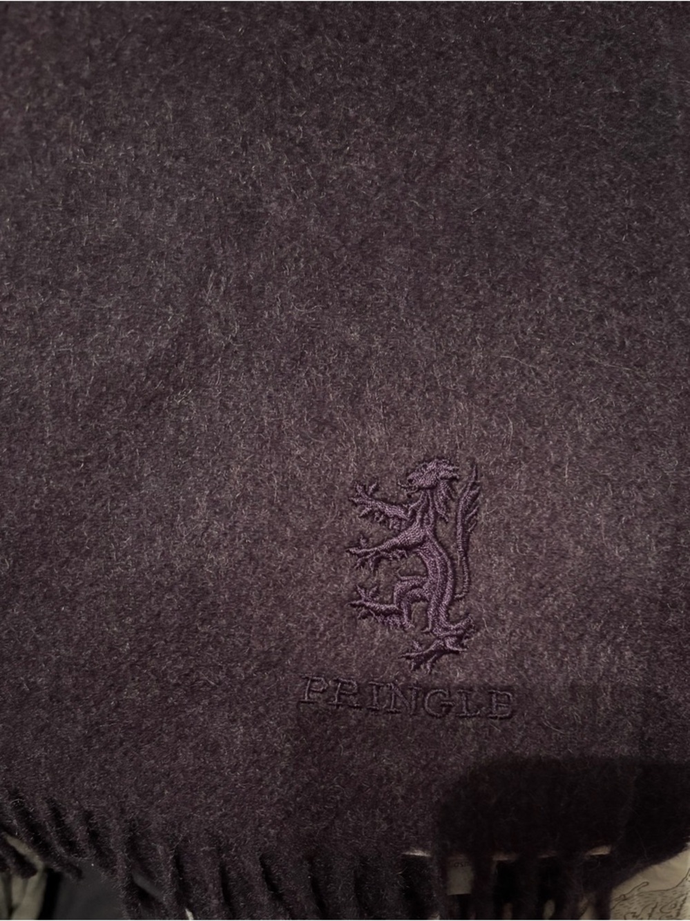 Pringle of Scotland Dark grey Wool Blend Scarf with Crest Tag